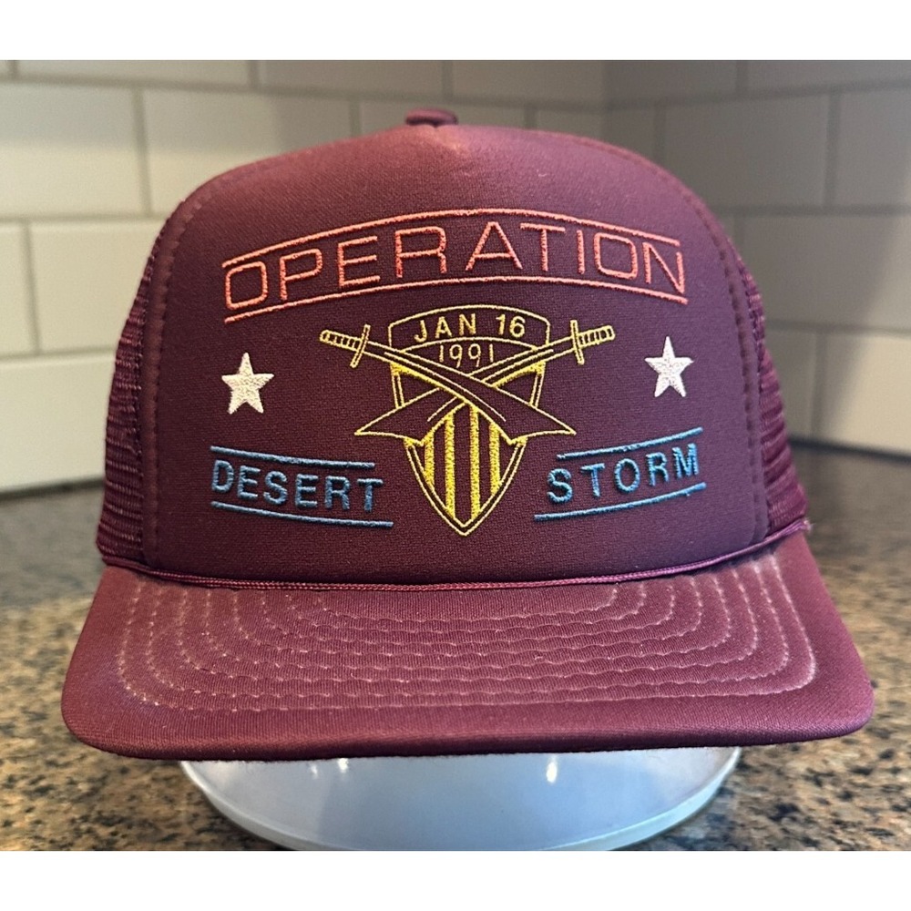 Vtg Operation Desert Storm 1991‎ Trucker Cap Hat Red Snapback Adjustable